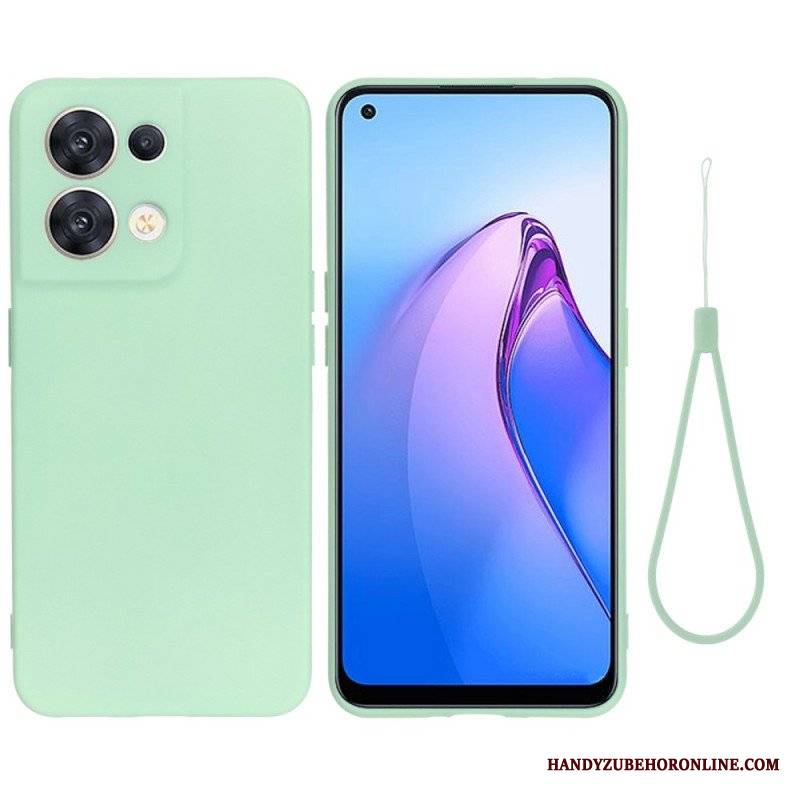 Futerały do Oppo Reno 8 z Łańcuch Płynny Silikon W Paski