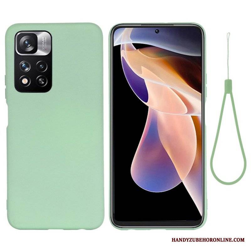 Futerały do Xiaomi Redmi Note 11 Pro Plus 5G Płynny Silikon Ze Smyczą