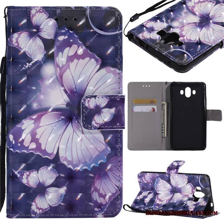 Huawei Mate 10 Klapa Etui Purpurowy Skórzany Futerał All Inclusive Ochraniacz Silikonowe