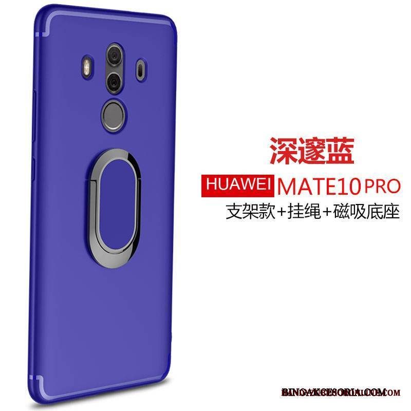 Huawei Mate 10 Pro Futerał Silikonowe Niebieski Anti-fall Ochraniacz Etui Nubuku Ring