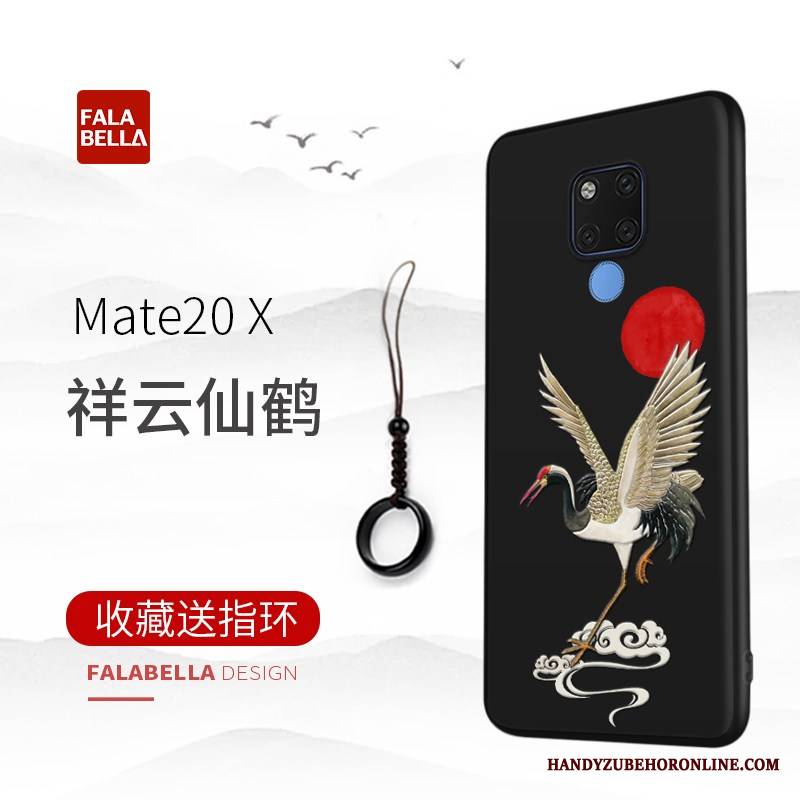 Huawei Mate 20 X Futerał Ochraniacz Wysoki Koniec Cienkie Etui Na Telefon Relief Czarny Oryginalne