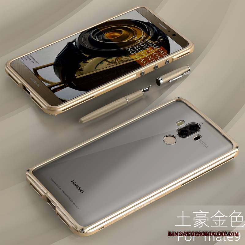 Huawei Mate 9 Ochraniacz Granica Złoto Etui Metal Futerał Etui Na Telefon