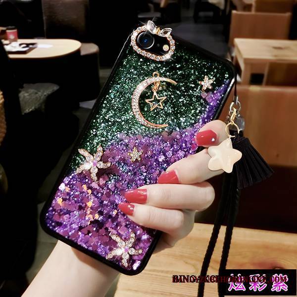 Huawei P10 Futerał Rhinestone Quicksand Etui Kreatywne Liquid Silikonowe Wiszące Ozdoby