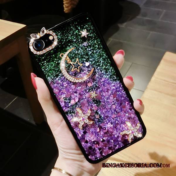 Huawei P10 Lite Futerał Etui All Inclusive Rhinestone Młodzież Quicksand Purpurowy Silikonowe