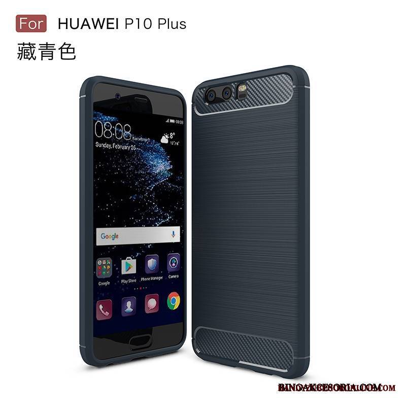 Huawei P10 Plus Futerał Silikonowe Etui Anti-fall Włókno Ochraniacz Niebieski Miękki