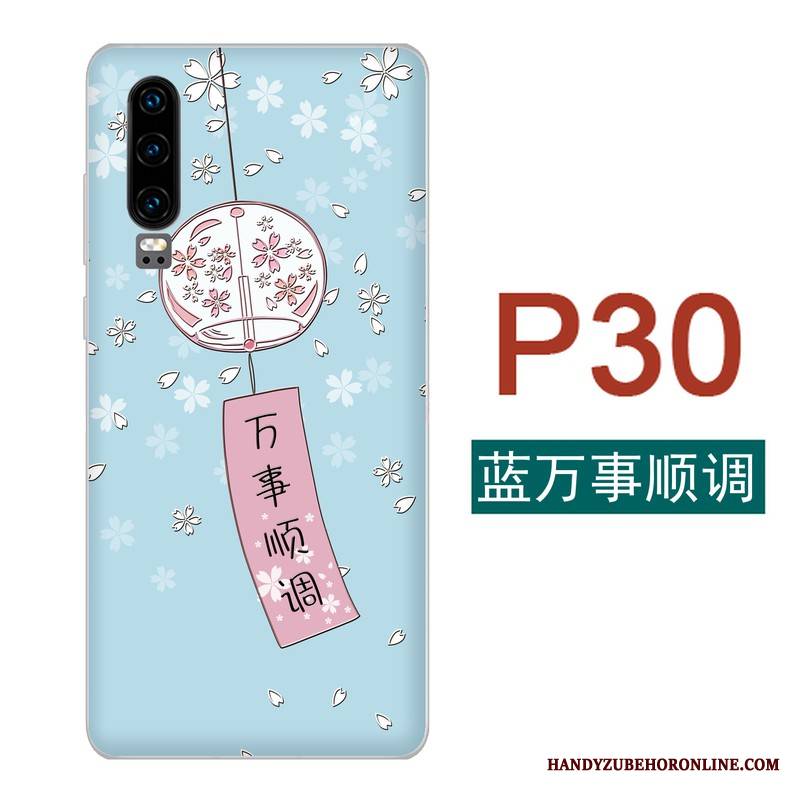 Huawei P30 Futerał Niebieski Sakura Etui Na Telefon Ręcznie Malowane Wiatr Świeży