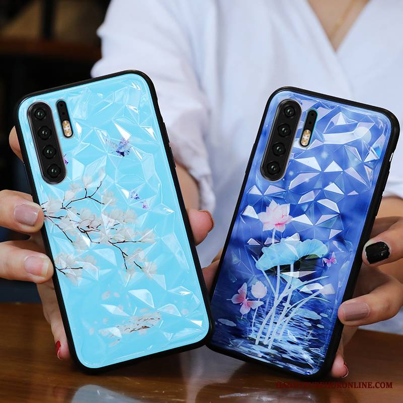 Huawei P30 Pro Futerał Anti-fall Niebieski Miękki Piękny Kreatywne Etui Wiszące Ozdoby