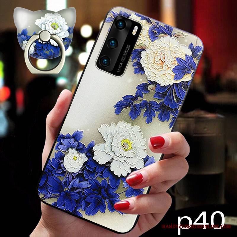 Huawei P40 Etui Na Telefon Kwiaty Anti-fall Futerał Silikonowe Vintage Modna Marka