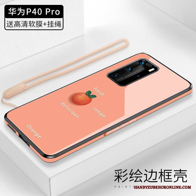 Huawei P40 Pro Futerał Etui Wiatr Bydło Pomarańczowy Czerwony Netto Wiszące Ozdoby Szkło