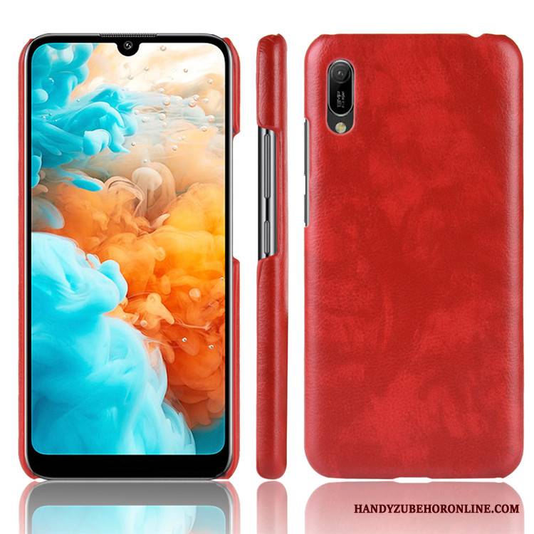 Huawei Y6 2019 Wzór Ochraniacz Etui Skóra Czerwony Trudno Futerał