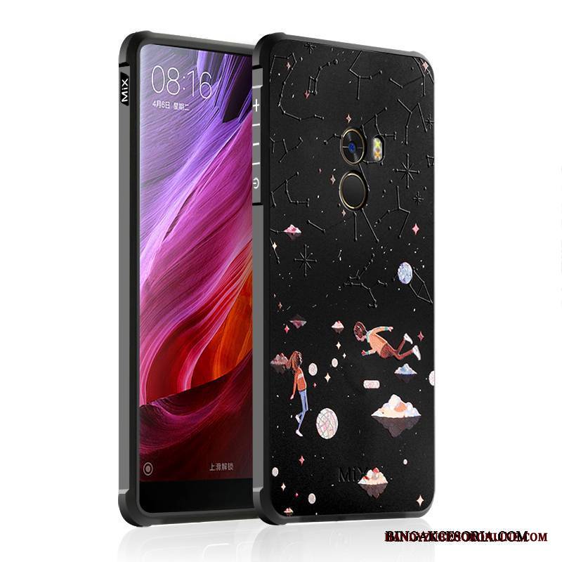 Mi Mix 2 Futerał Etui Na Telefon Silikonowe Mały Czarny Ochraniacz Miękki Kreskówka