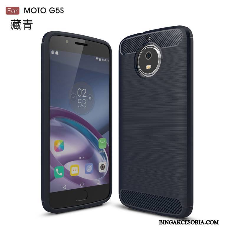 Moto G5s Włókno Wzór Etui Jedwab Futerał Niebieski Tendencja