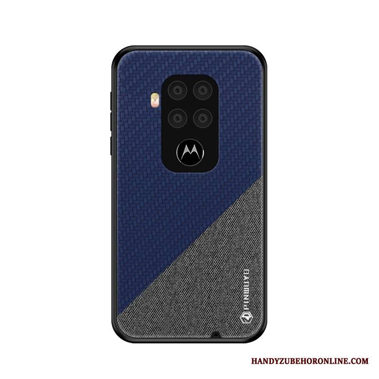 Motorola One Zoom Etui Na Telefon Cienkie Płótno Wzór Niebieski Futerał