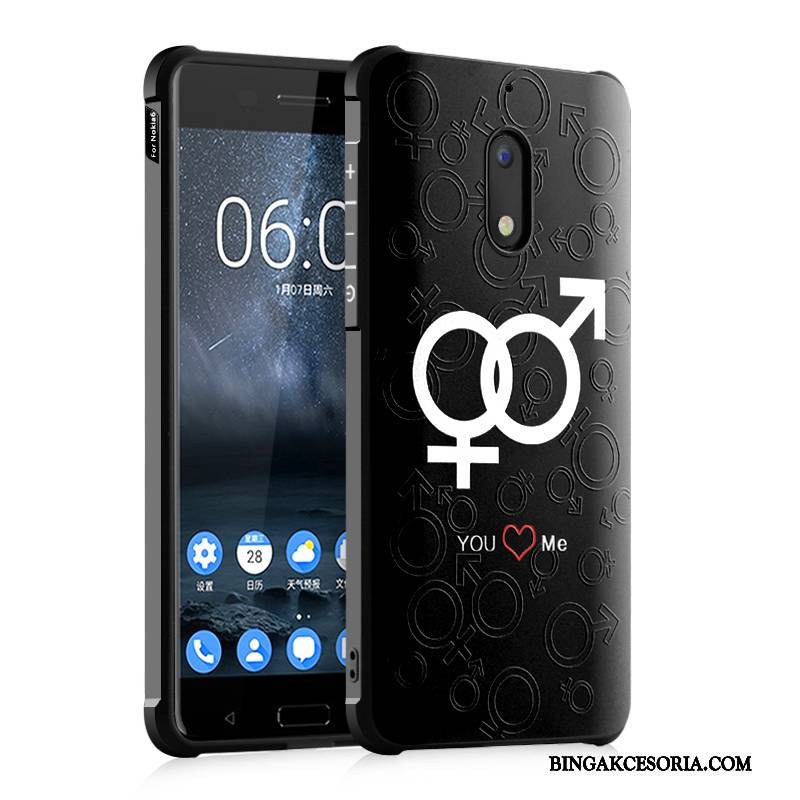 Nokia 6 Futerał Etui Na Telefon Silikonowe Ochraniacz Anti-fall Miękki Czarny Kreskówka