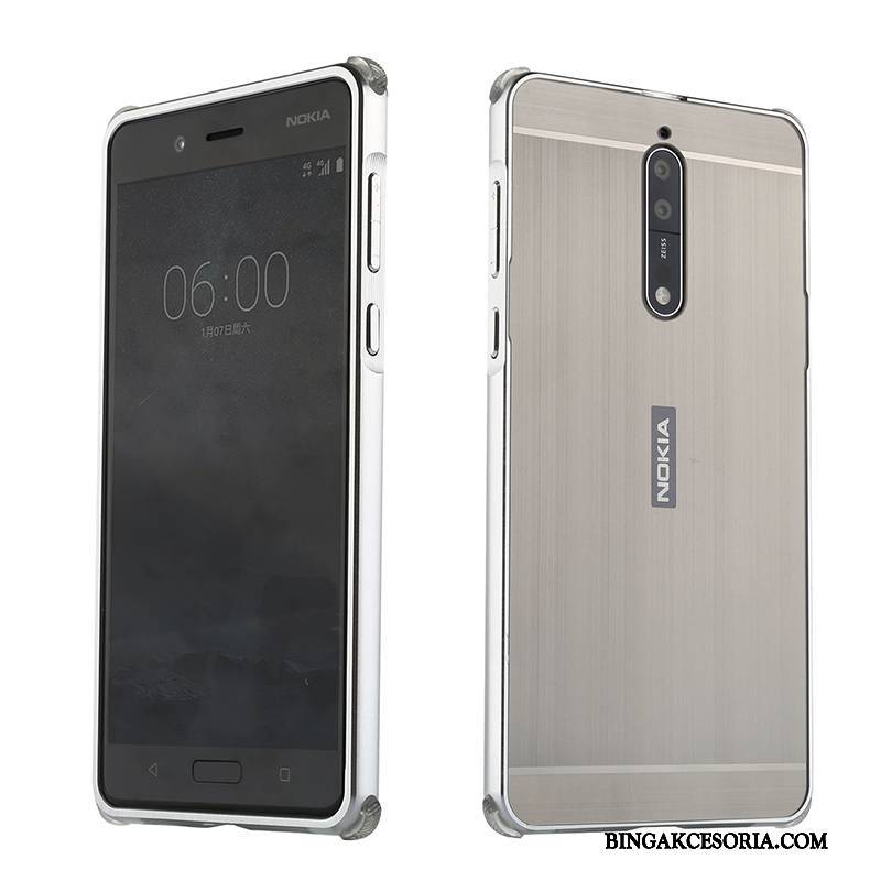 Nokia 8 Futerał Anti-fall Ochraniacz Tendencja Srebro Osobowość Metal Etui