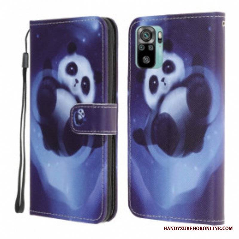 Obudowa Etui Na Telefon do Xiaomi Redmi Note 10 / 10S z Łańcuch Panda Space Ze Smyczą