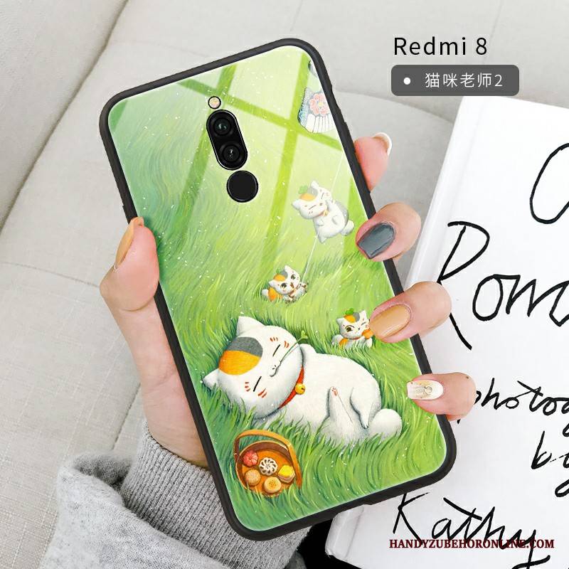 Redmi 8 Futerał Mały Lustro Anti-fall Zielony Kreskówka Czerwony Wspornik