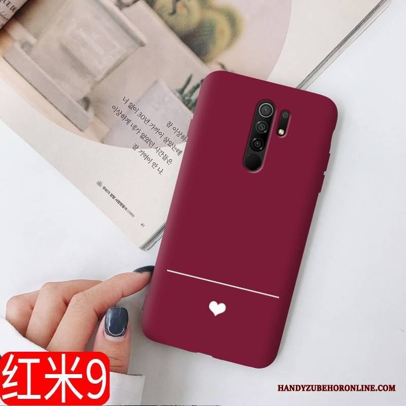 Redmi 9 Futerał Czerwony Piękny Nubuku Ochraniacz Anti-fall Etui Na Telefon Miękki