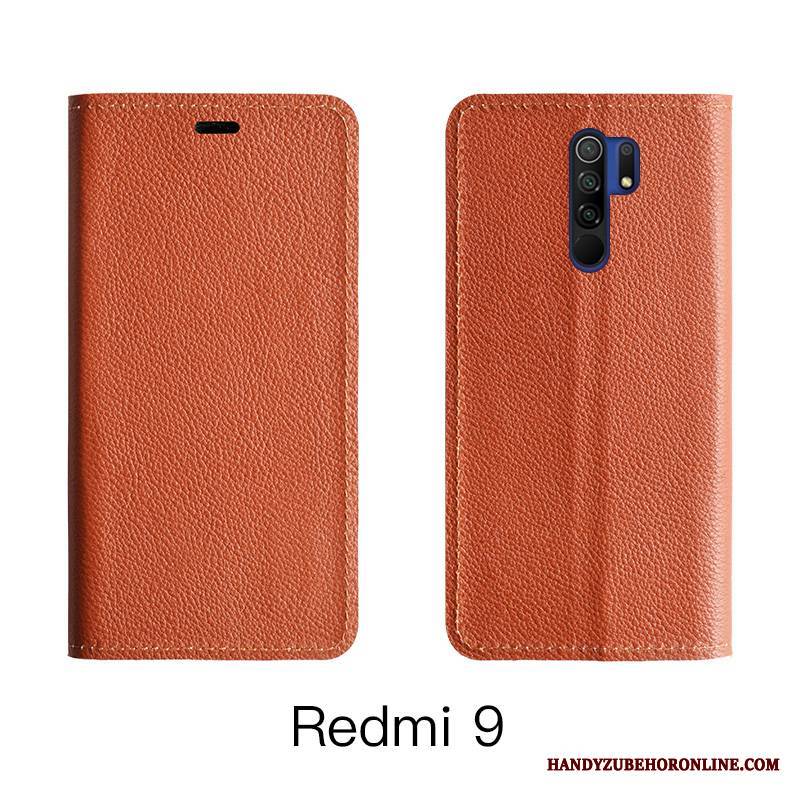 Redmi 9 Pokrowce Bydło Ochraniacz Pomarańczowy Etui Skórzany Futerał All Inclusive