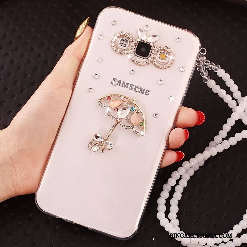 Samsung Galaxy A7 2015 Futerał Etui Na Telefon Silikonowe Ochraniacz Rhinestone Gwiazda Anti-fall Biały