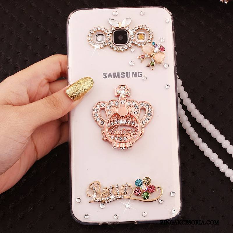 Samsung Galaxy A7 2015 Złoto Miękki Gwiazda Rhinestone Silikonowe Futerał Anti-fall