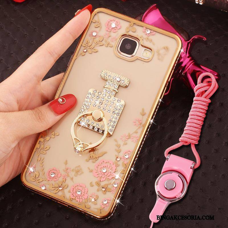 Samsung Galaxy A7 2016 Futerał Ochraniacz Ring Rhinestone Etui Anti-fall Złoto Wiszące Ozdoby