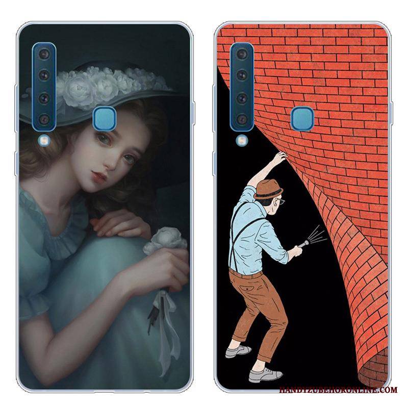 Samsung Galaxy A9 2018 Futerał Ochraniacz Vintage Anti-fall Niebieski Kreatywne Etui Telefon Komórkowy