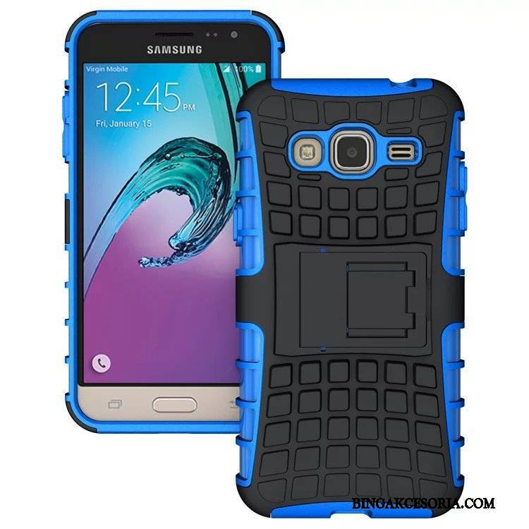 Samsung Galaxy J3 2016 Futerał Silikonowe Ochraniacz Wspornik Etui Fioletowy Anti-fall Gwiazda