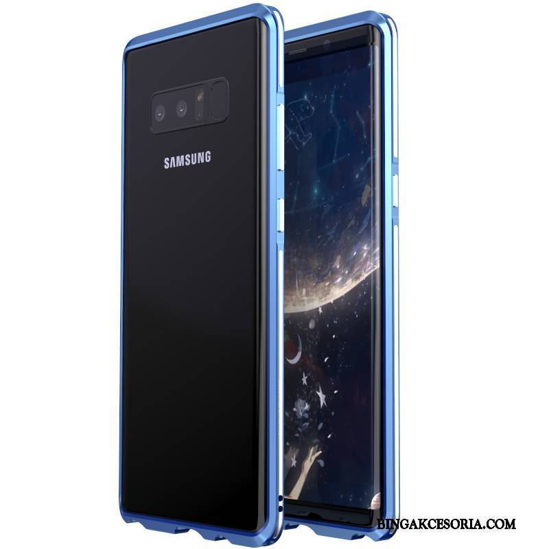 Samsung Galaxy Note 8 Futerał Bicolored Metal Niebieski Etui Na Telefon Granica Jedwab Gwiazda