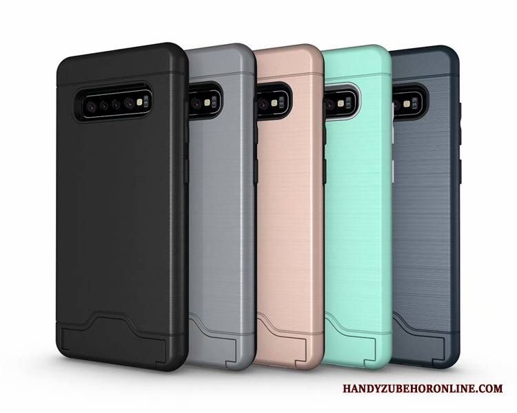 Samsung Galaxy S10 Futerał Etui Ochraniacz Anti-fall Karta Wspornik Jedwab Szary