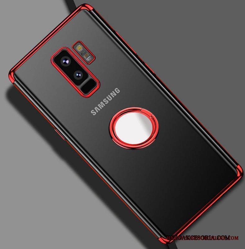 Samsung Galaxy S9+ Futerał Wspornik Czerwony Ochraniacz Etui Przezroczysty Silikonowe Ring