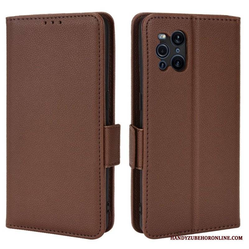 Skórzany Futerał do Oppo Find X3 Pro Etui Folio Flap Double Litchi Nowe Kolory