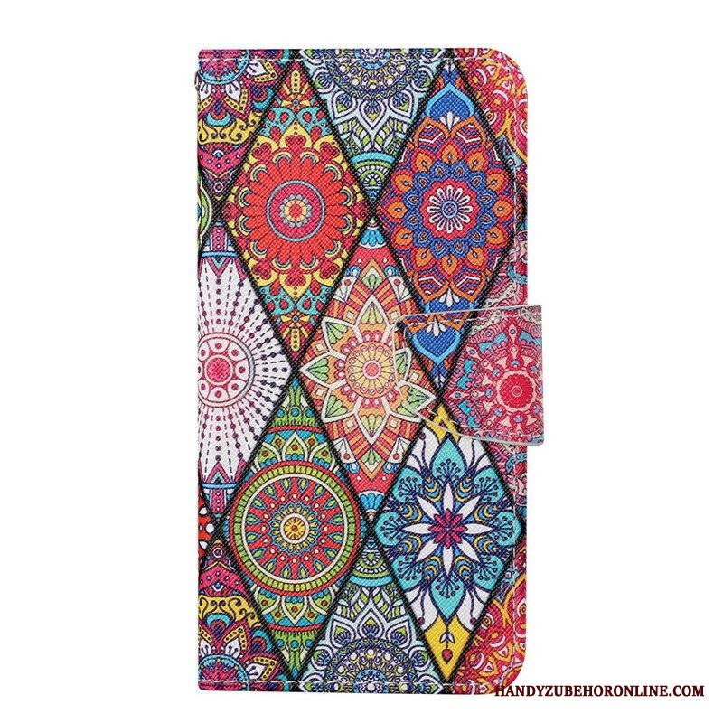 Skórzany Futerał do iPhone 13 Pro Patchwork Ze Smyczą