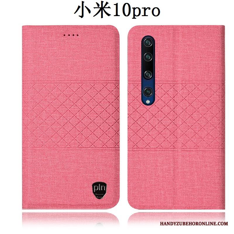 Xiaomi Mi 10 Pro All Inclusive Skórzany Futerał Etui Młodzież Różowe Ochraniacz Bawełna I Len