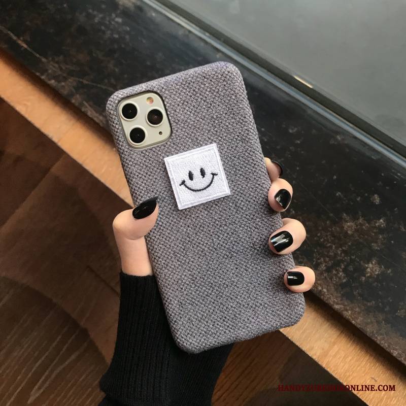 iPhone 11 Pro Max Etui Na Telefon Flanela Futerał Smile Piękny Miękki Szary