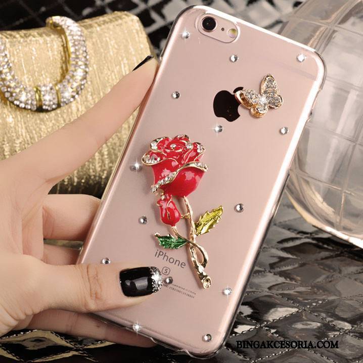 iPhone 5/5s Etui Rhinestone Etui Na Telefon Futerał Różowe Ochraniacz