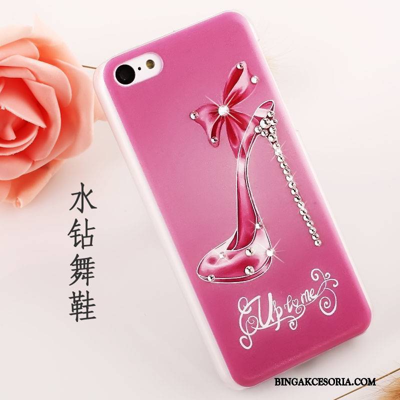 iPhone 5c Trudno Rhinestone Tendencja Nubuku Futerał Czerwony Etui Na Telefon