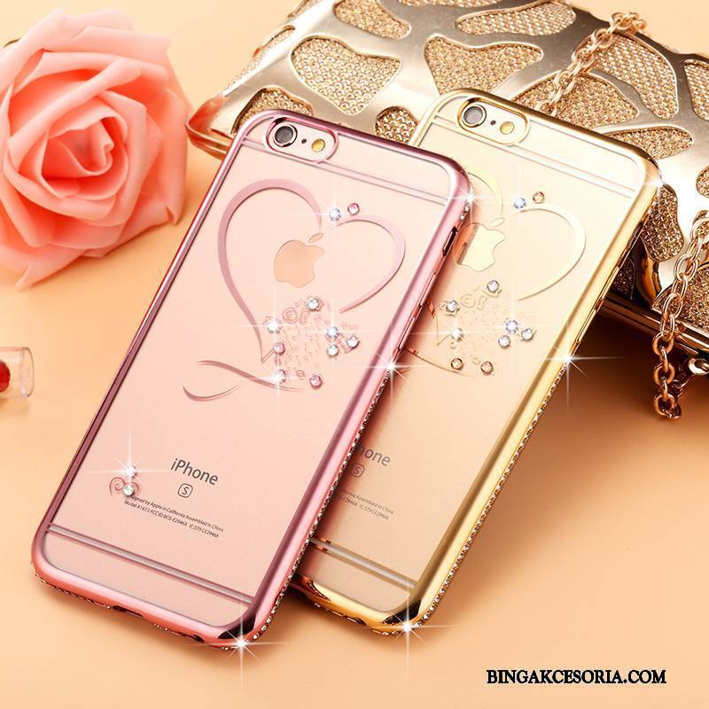 iPhone 6/6s Futerał Anti-fall Rhinestone Silikonowe Różowe Złoto All Inclusive Etui Na Telefon Luksusowy