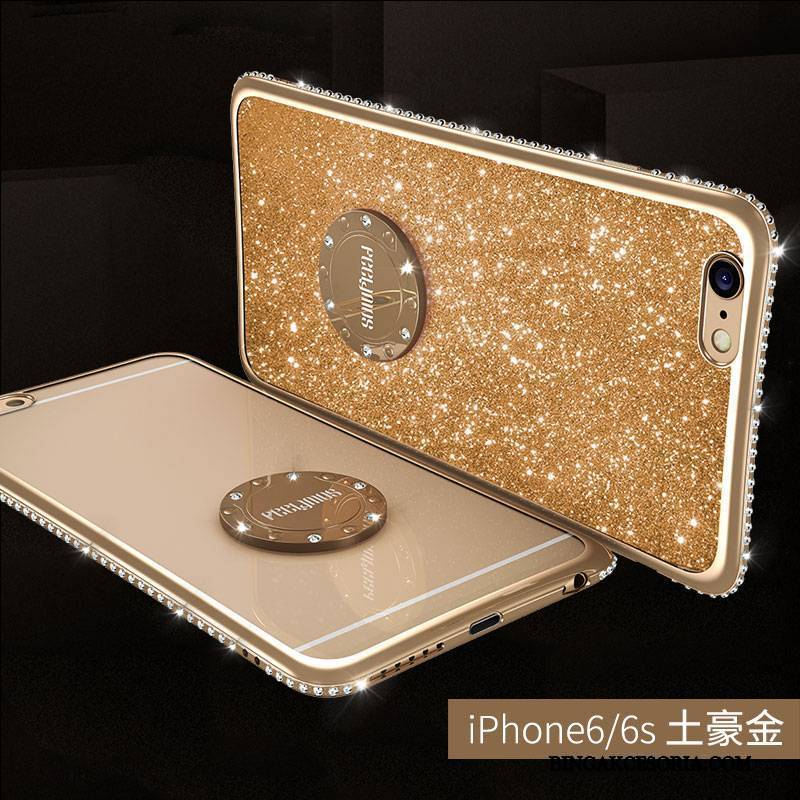 iPhone 6/6s Futerał Ring Rhinestone Miękki Silikonowe Czerwony Złoto Etui