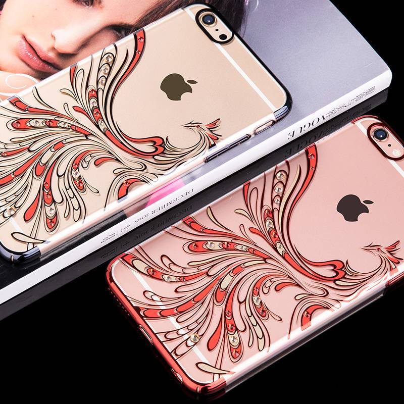 iPhone 6/6s Plus Futerał Luksusowy Przezroczysty Czerwony Rhinestone Etui Na Telefon All Inclusive Złoto