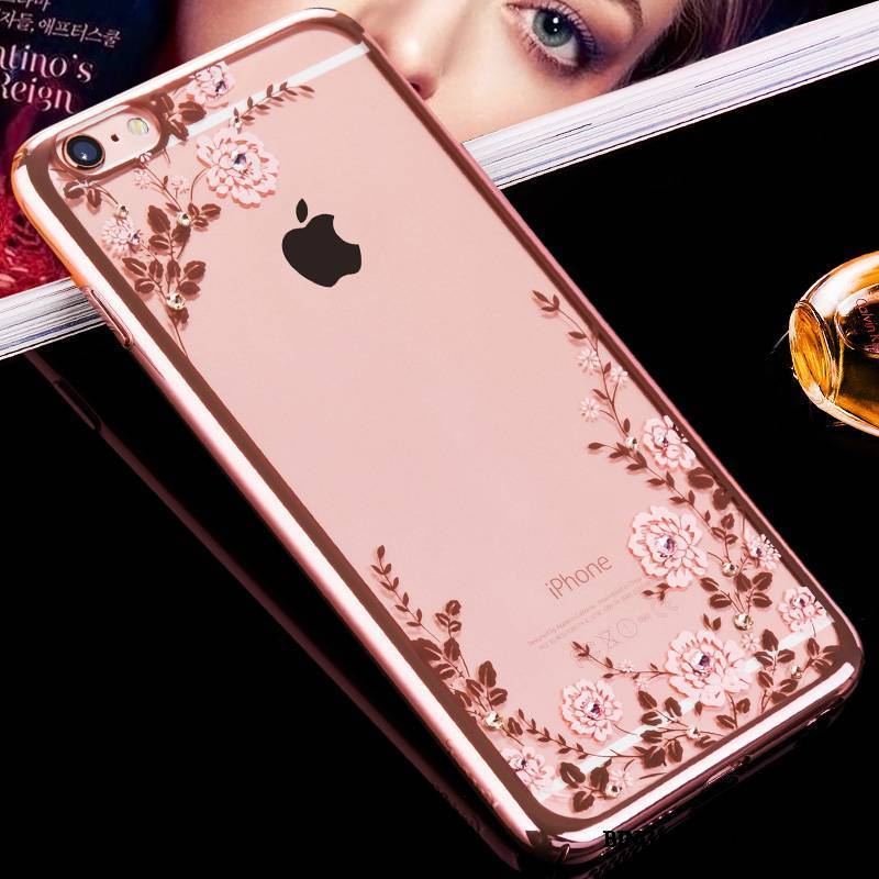 iPhone 6/6s Różowe Złoto Przezroczysty Rhinestone Luksusowy Futerał Trudno All Inclusive