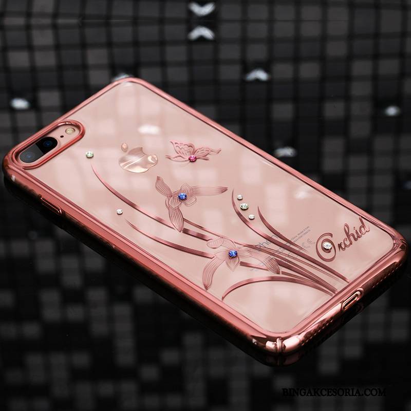 iPhone 7 Futerał Różowe Złoto Trudno Poszycie Luksusowy Rhinestone Etui Na Telefon Anti-fall