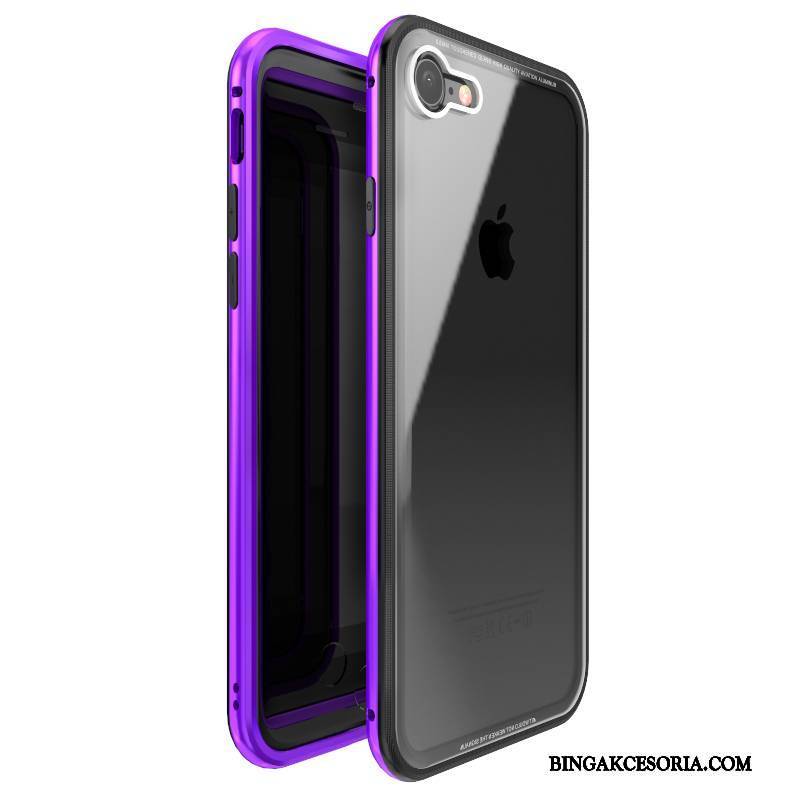 iPhone 7 Plus Futerał Anti-fall Metal All Inclusive Etui Etui Na Telefon Purpurowy Ochraniacz