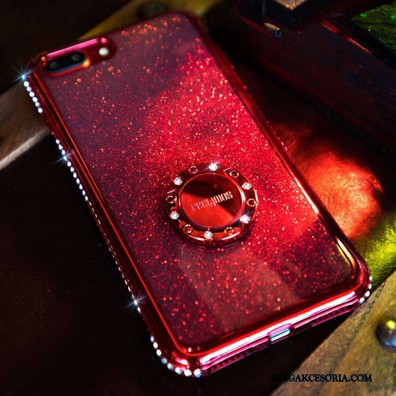 iPhone 7 Plus Futerał Ring Silikonowe Czerwony Rhinestone Anti-fall Etui Na Telefon Modna Marka