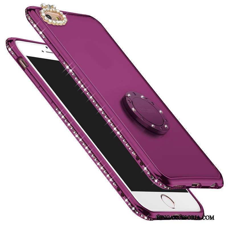 iPhone 8 Futerał Purpurowy Rhinestone Etui Silikonowe Anti-fall Czerwony Netto Wspornik