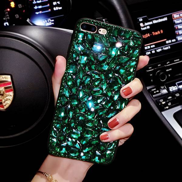 iPhone 8 Plus Futerał Czerwony Netto Etui Na Telefon Tendencja Rhinestone Zielony Eleganckie Osobowość