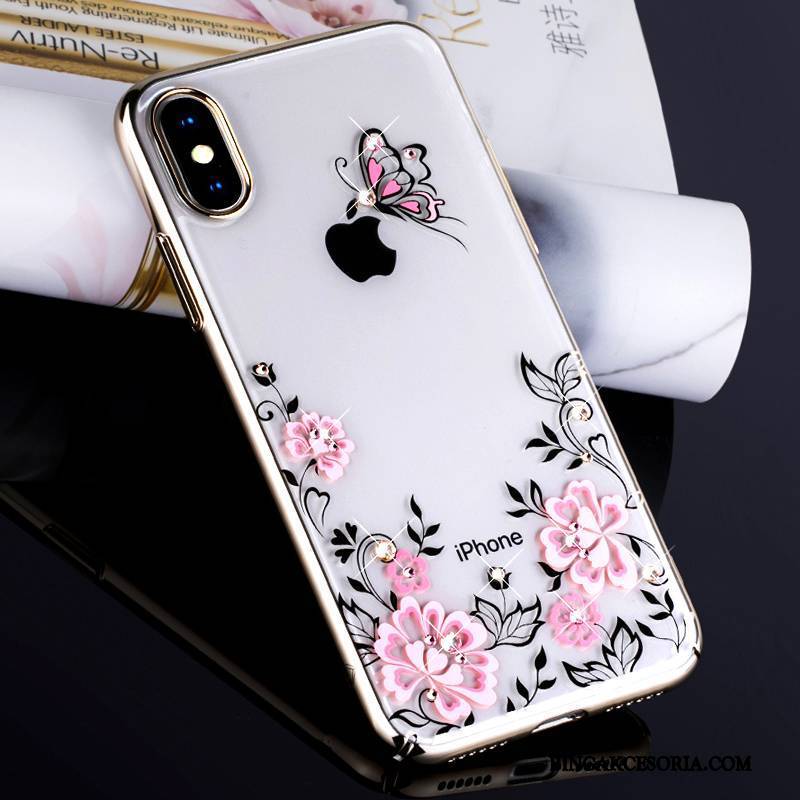 iPhone X Futerał Etui Modna Marka Rhinestone Etui Na Telefon Przezroczysty Nowy Anti-fall